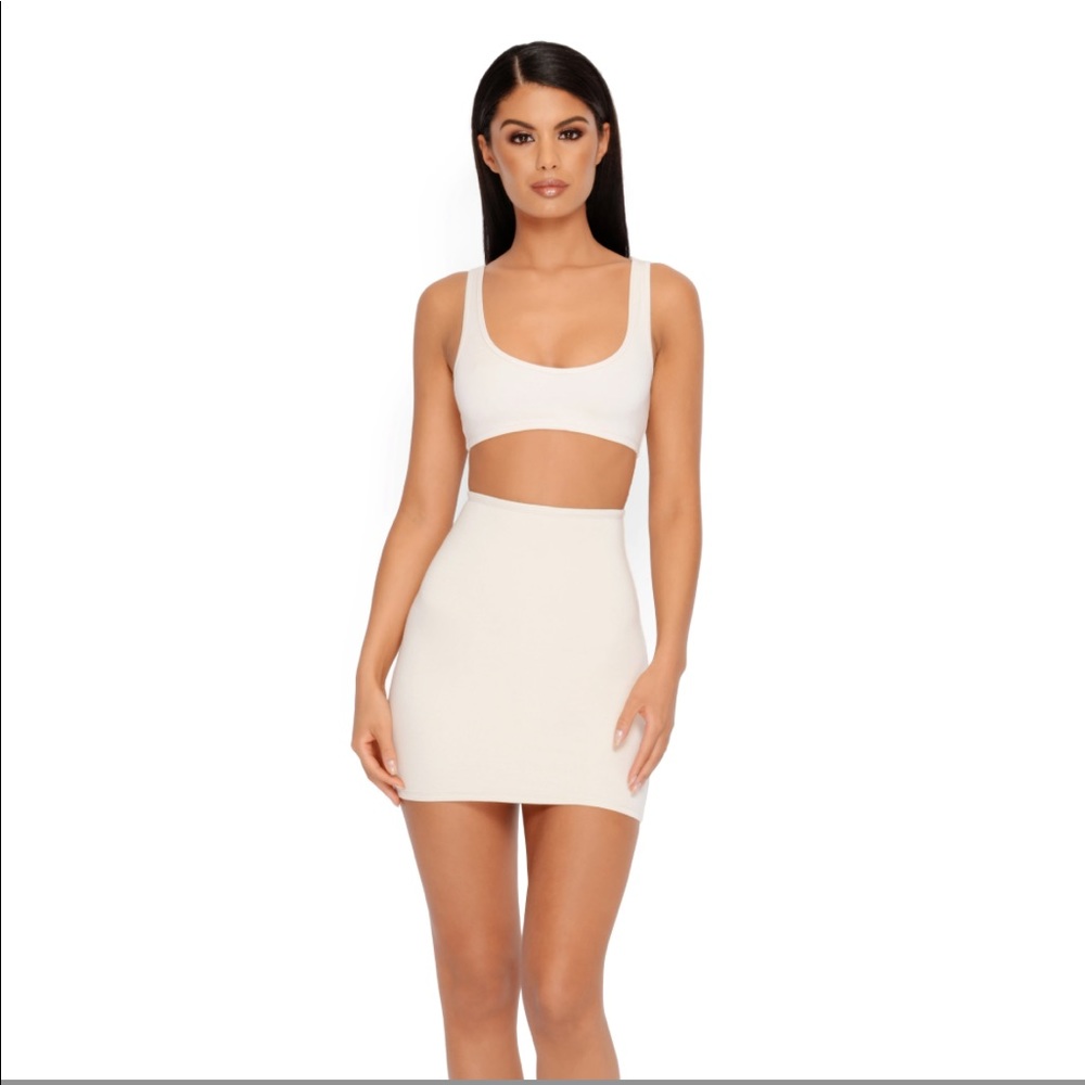 NWT OHPOLLY 2 Piece Set Cream Crop Top & Skirt - Picture 4 of 6